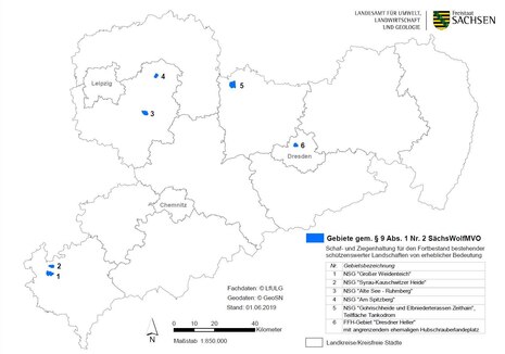 Gebiete gem. § 9 Abs. 1 Nr. 2 SächsWolfMVO